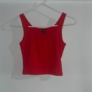 SHEIN EZwear rib knitted red crop top